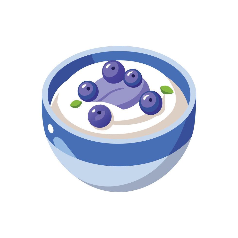 Nutritious Oat Yogurt Blueberry Mash for Healthy Eating vector