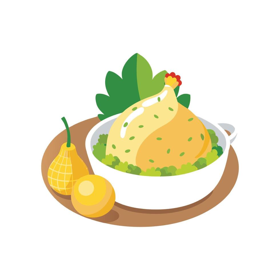 Flavorful Poached Chicken Corn Dish vector