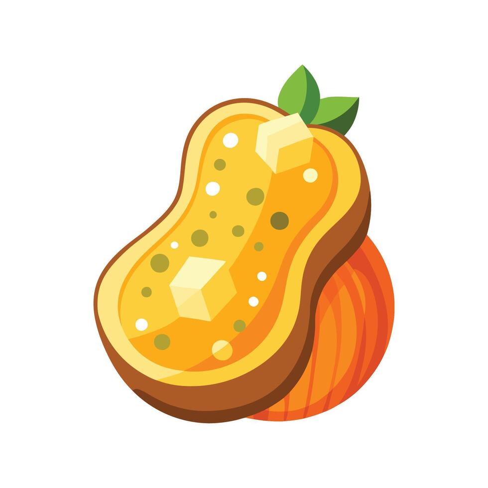Nutritious Soft Cooked Butternut Squash with Cheese vector