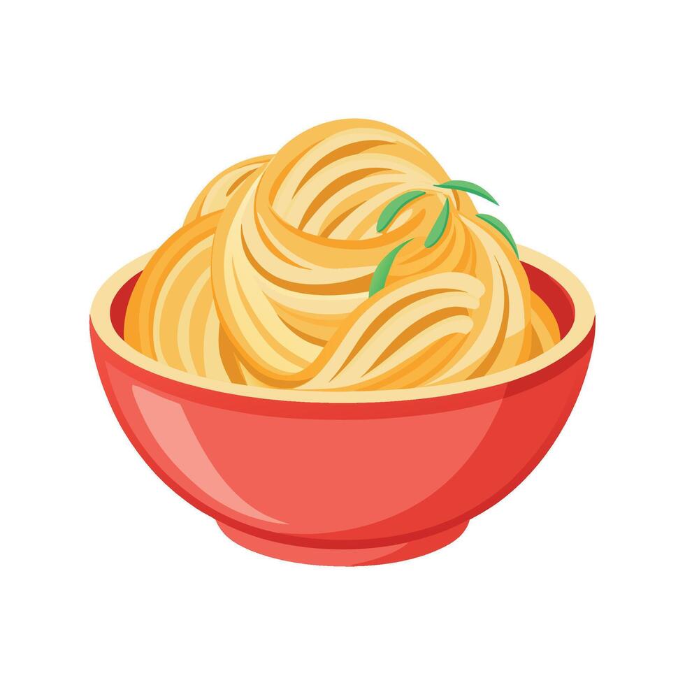 Tasty Soft Cooked Noodles for Dinner vector