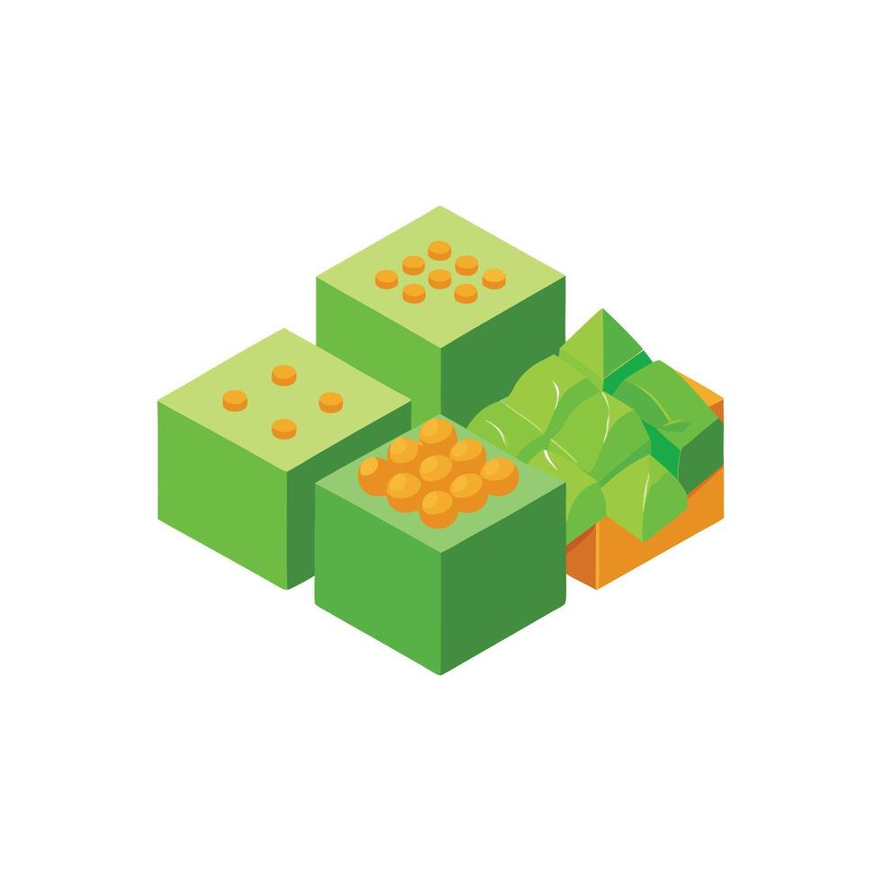 Healthy Pea and Carrot Cubes for Meals vector