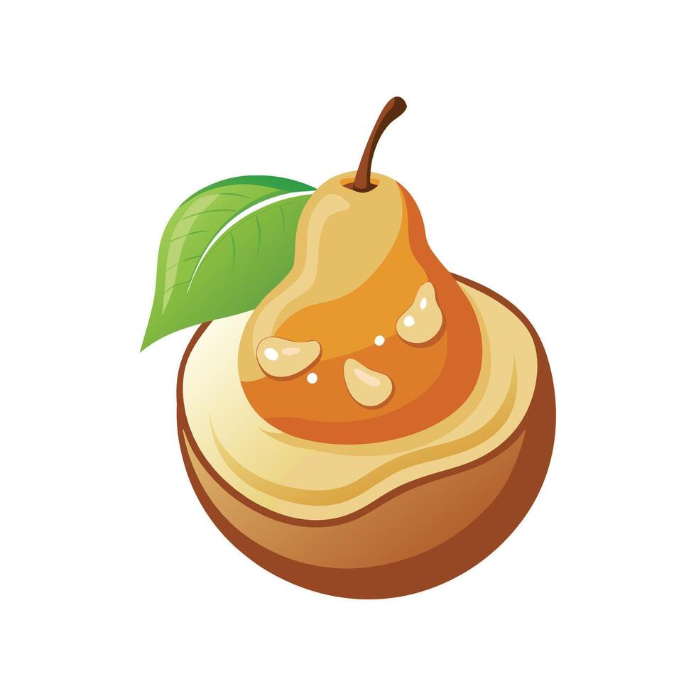 Delicious Soft Pear with Almond Butter vector