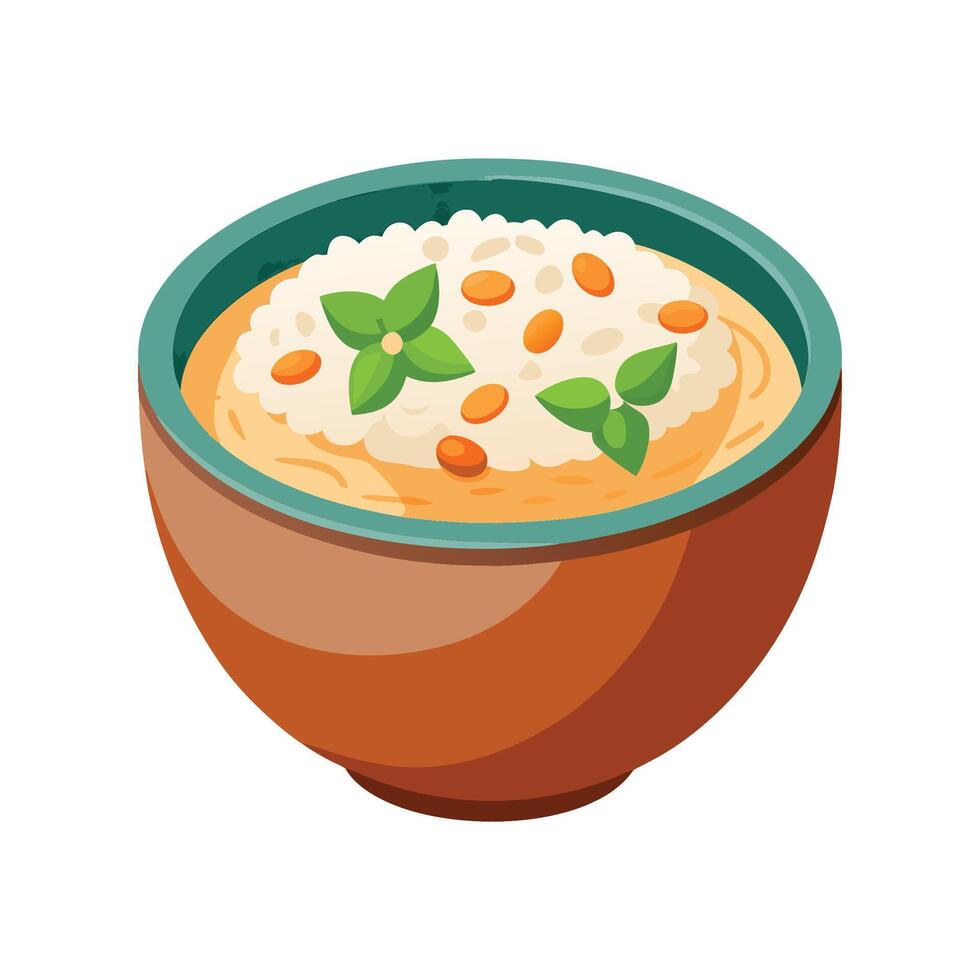 Nutritious Rice Lentil Porridge for Breakfast vector