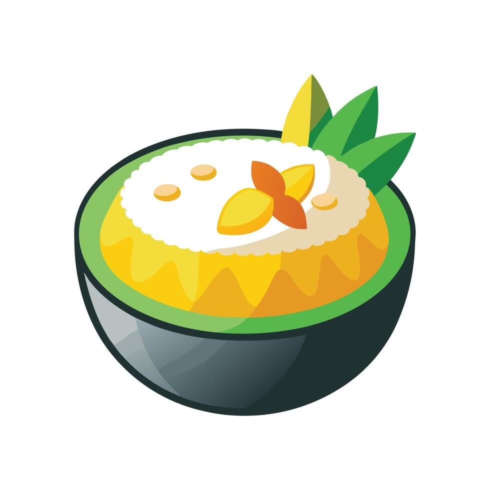 Nutritious Rice Mango Pudding Recipe vector