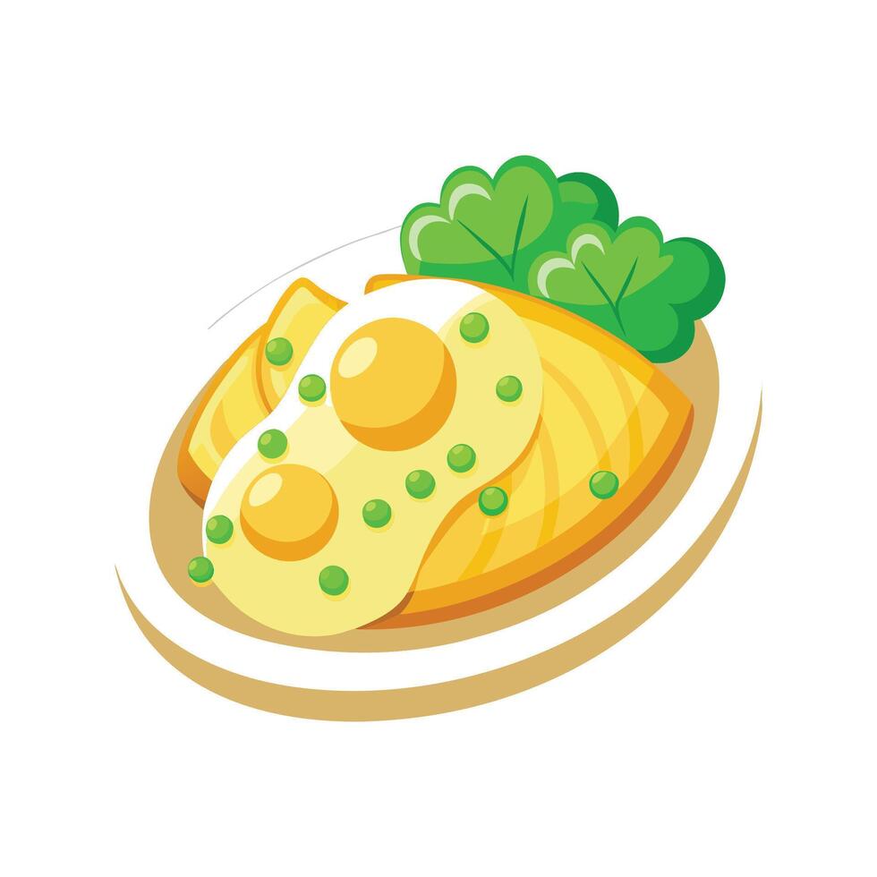 Nutritious Scrambled Eggs with Peas Dish vector