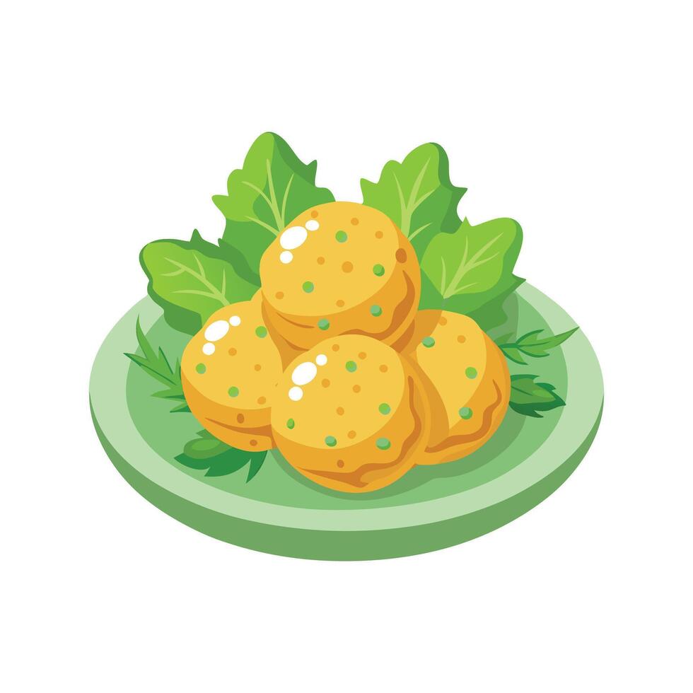 Tasty Spinach Cheese Fritters for Snacks vector