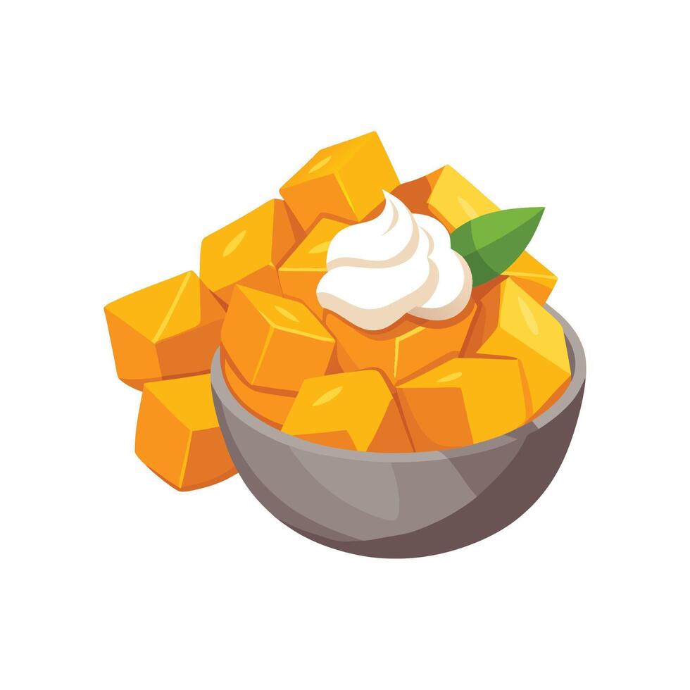 Savory Sweet Potato Cubes with Yogurt Dish vector
