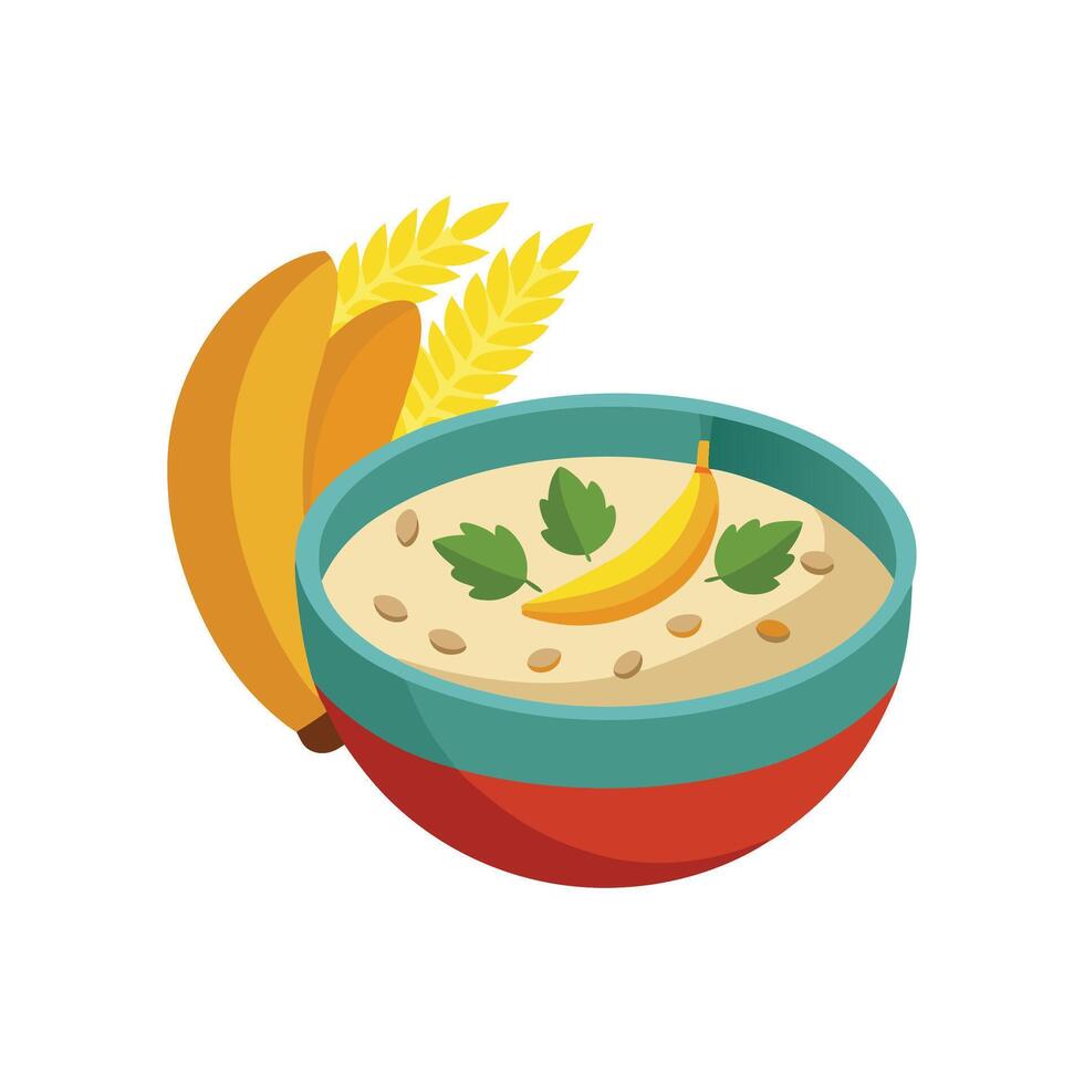 Savory Spelt Banana Porridge for Healthy Eating vector