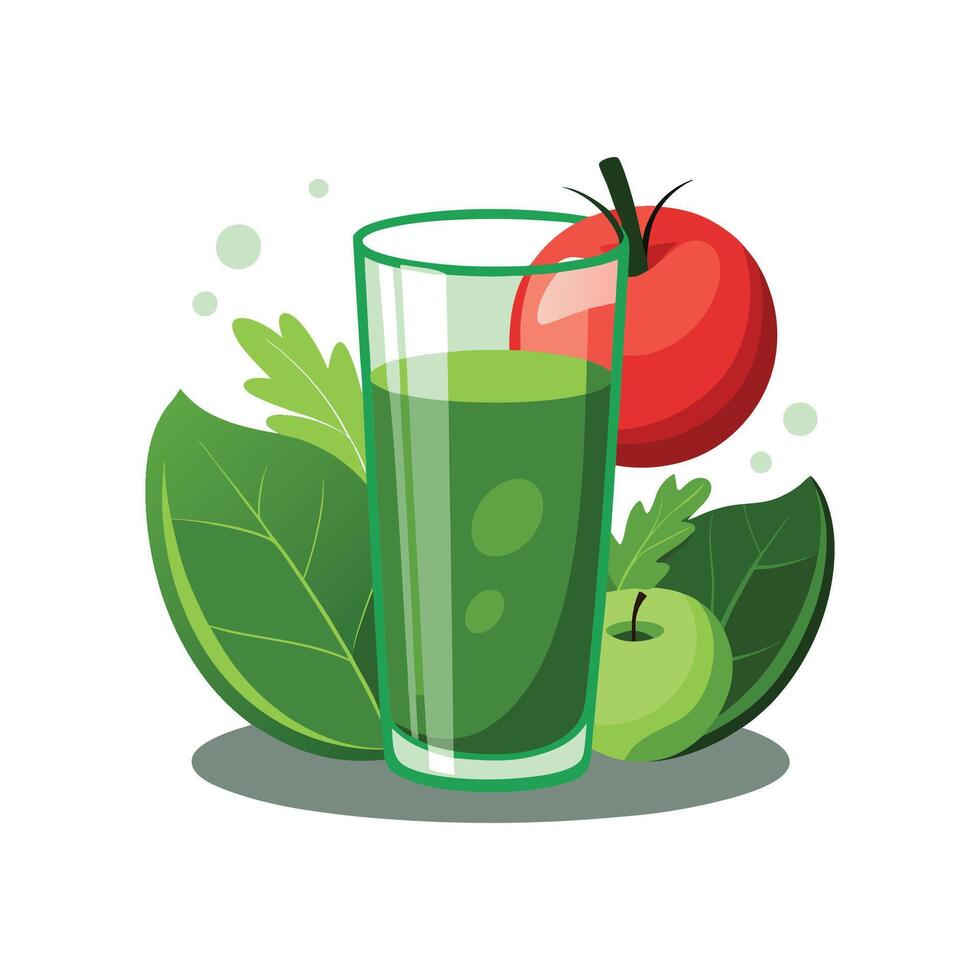 Nutritious Spinach Apple Juice for Refreshment vector