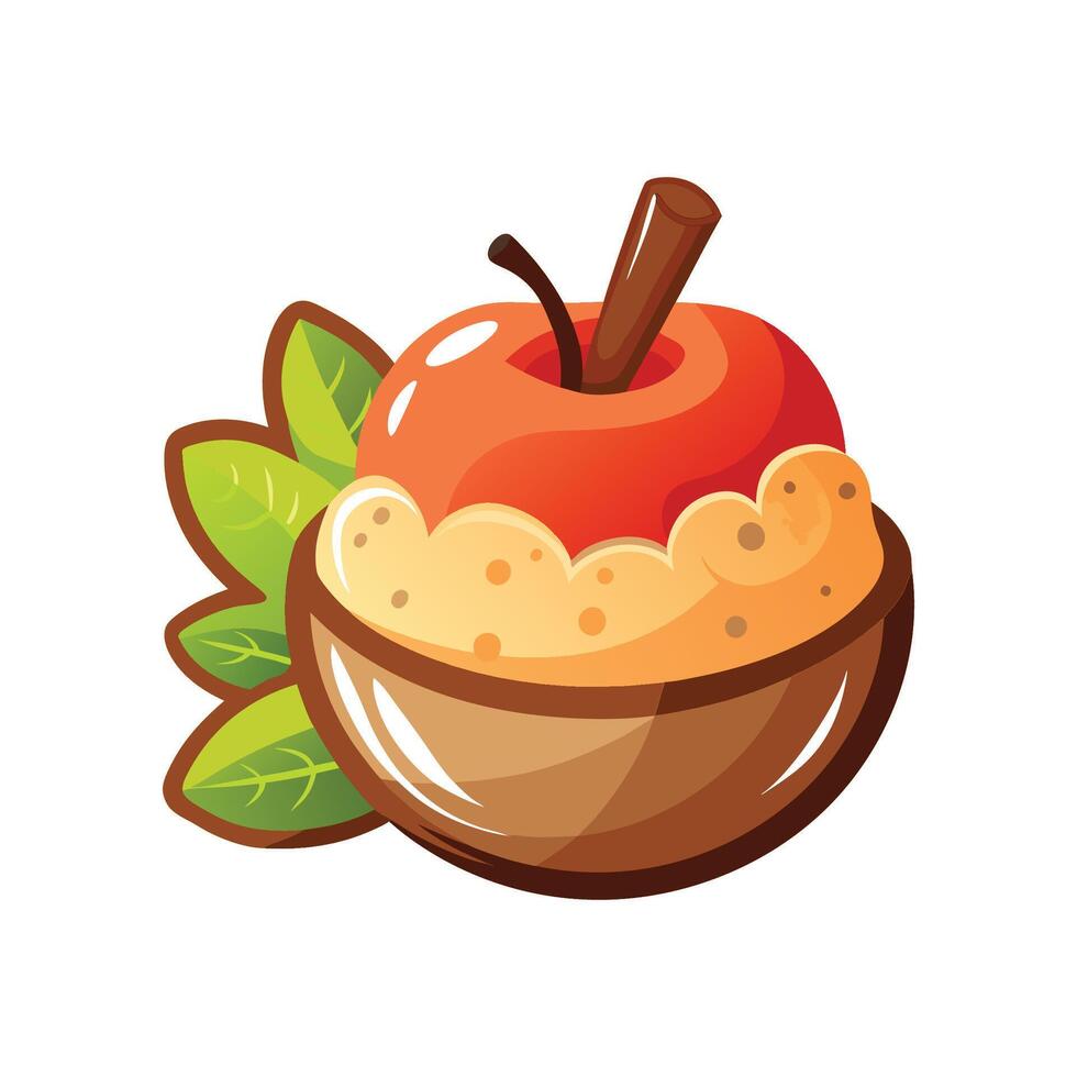 Tasty Steamed Apple with Cinnamon Mash vector