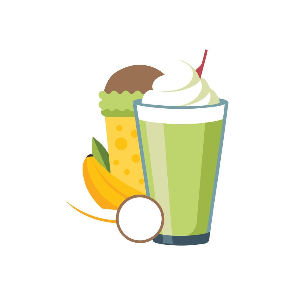 Nutritious Steamed Banana Coconut Milk Shake Recipe vector