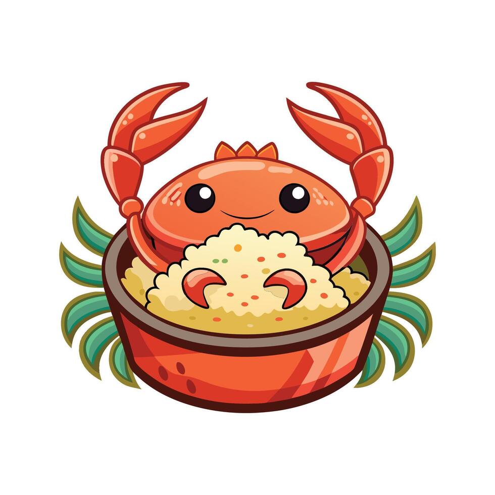 Savory Steamed Crab Rice Mash for Healthy Eating vector