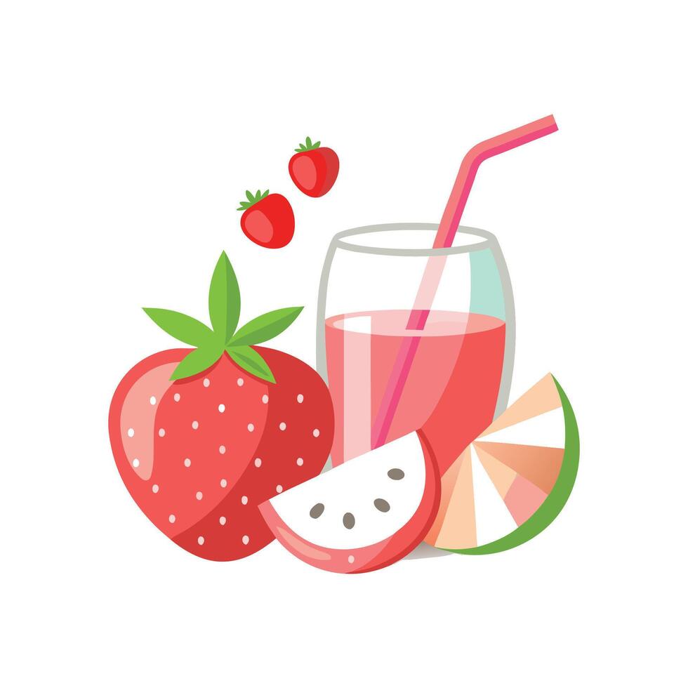 Nutritious Strawberry Coconut Water Blend Recipe vector