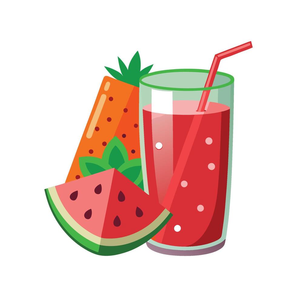 Delicious Watermelon Strawberry Juice Recipe vector
