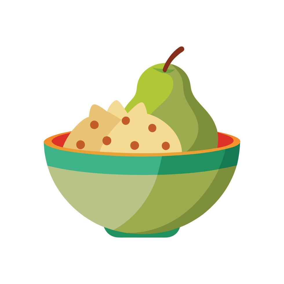 Nutritious Whole Grain Cereal with Pear Delight vector