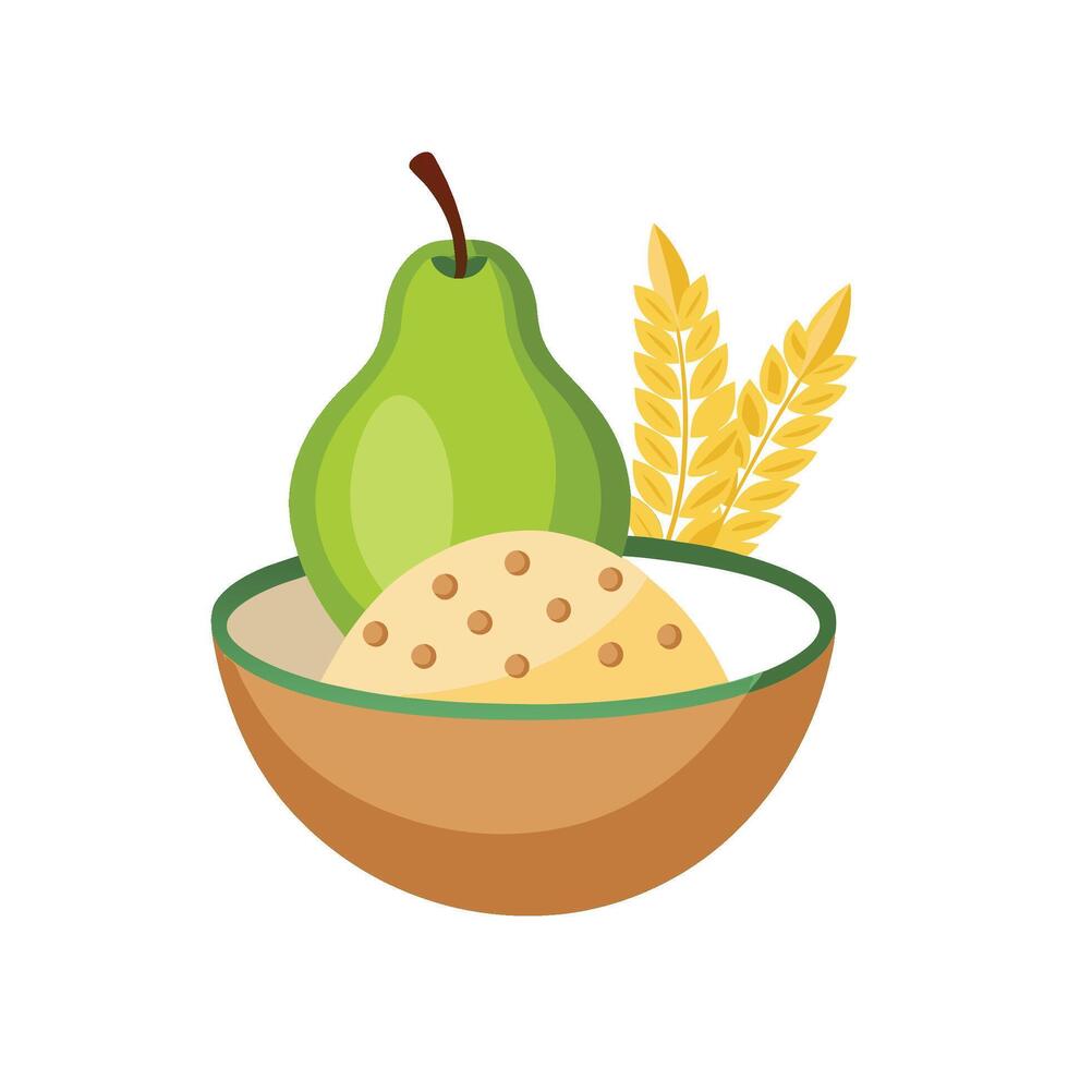 Delicious Whole Grain Cereal with Pear Recipe vector