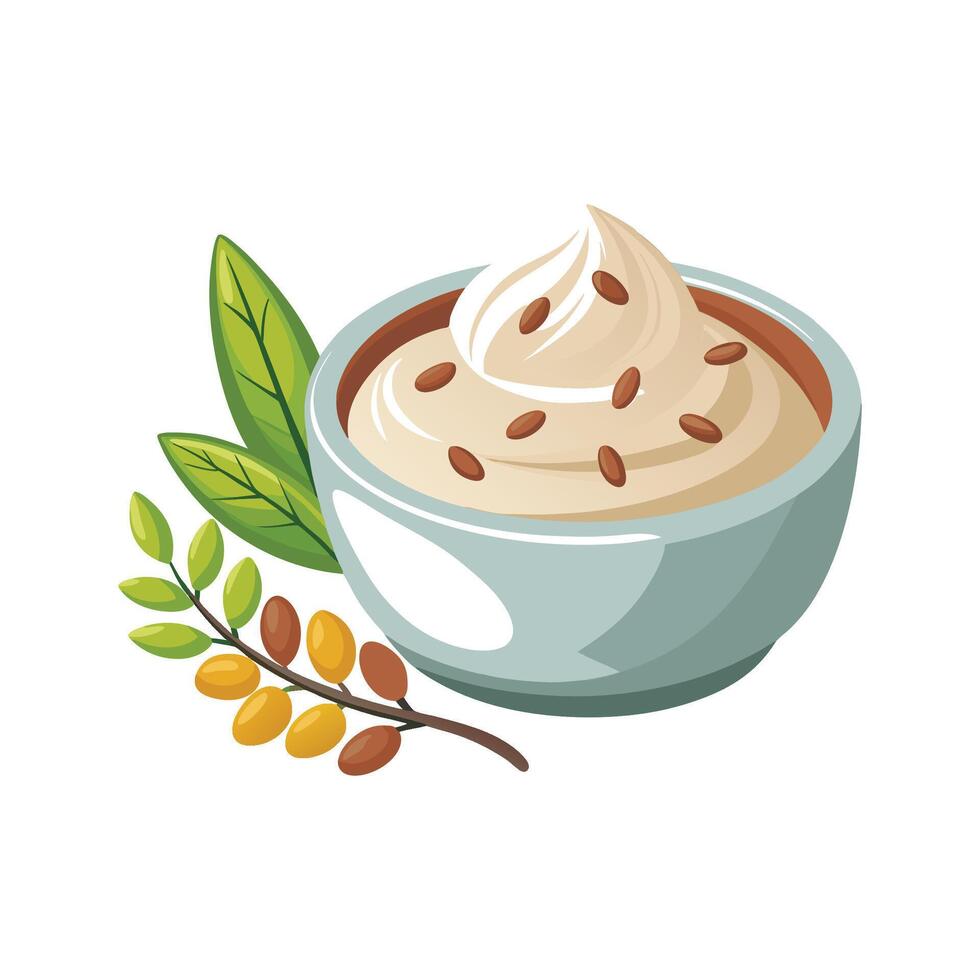 Savory Yogurt Flaxseed Mash for Healthy Eating vector