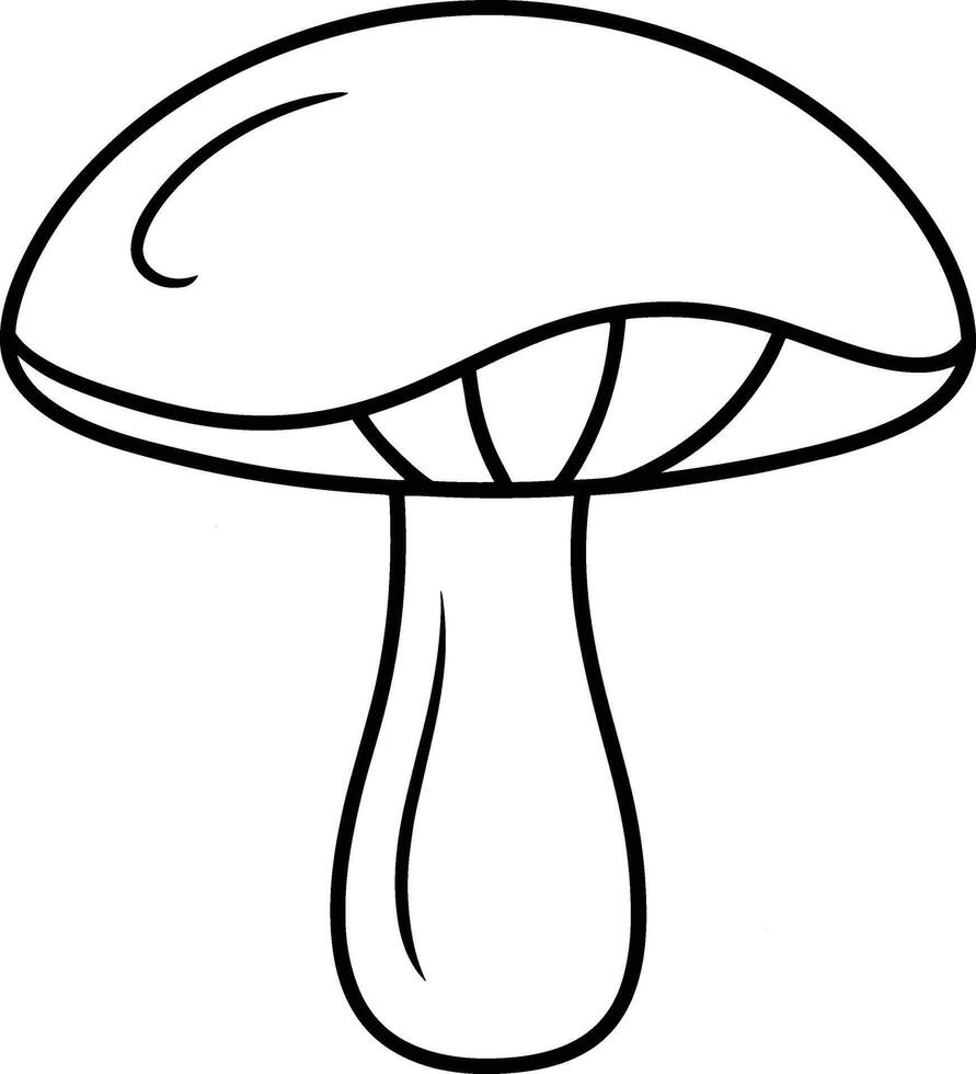Minimalist Mushroom Outline - Simple Fungi Line Art for Coloring and Graphic Design vector