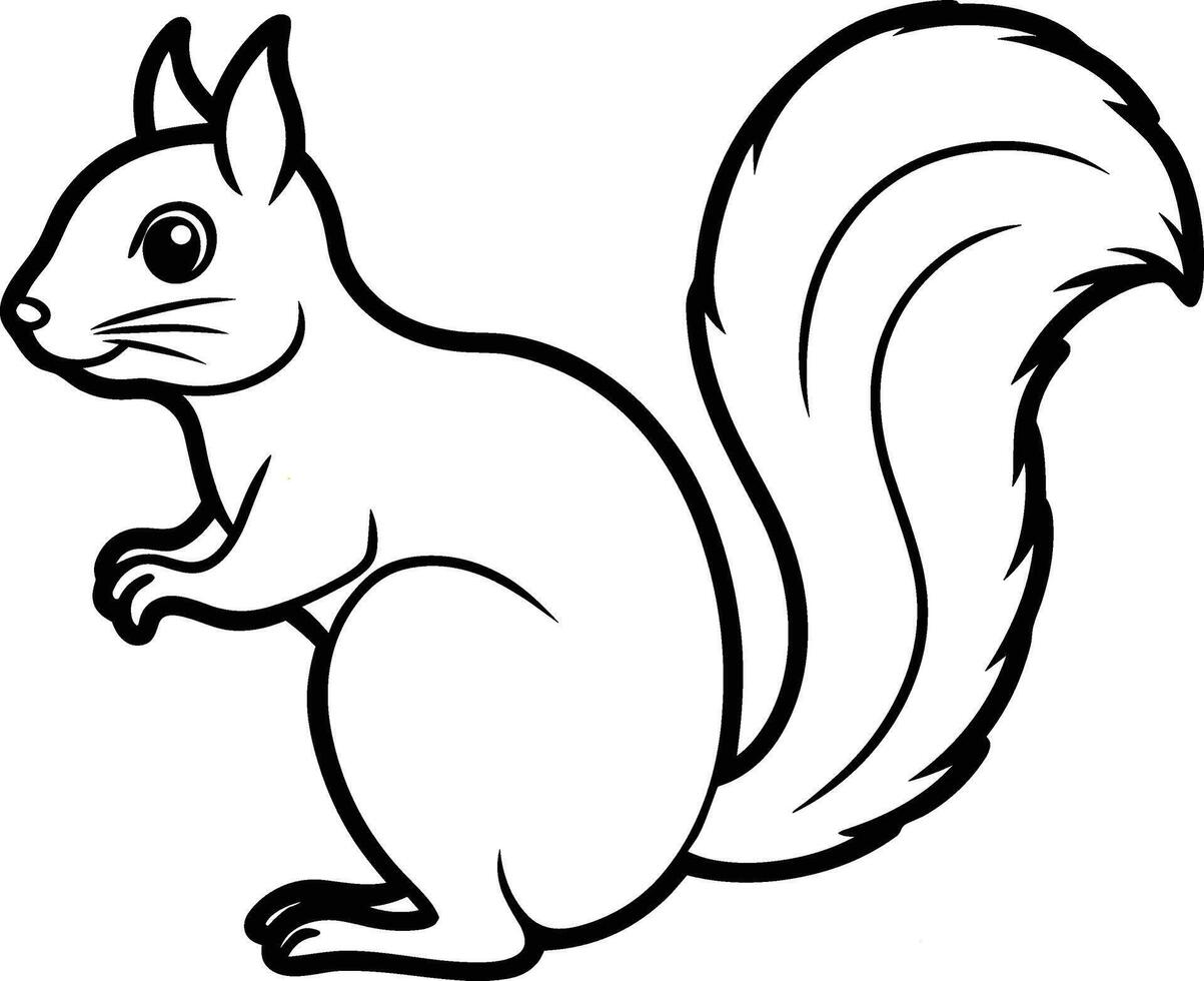 Cute Squirrel Outline - Wildlife Drawing vector