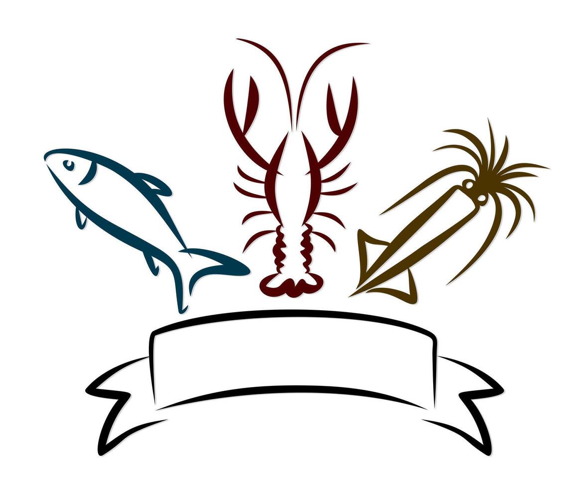 Logo with seafood. vector