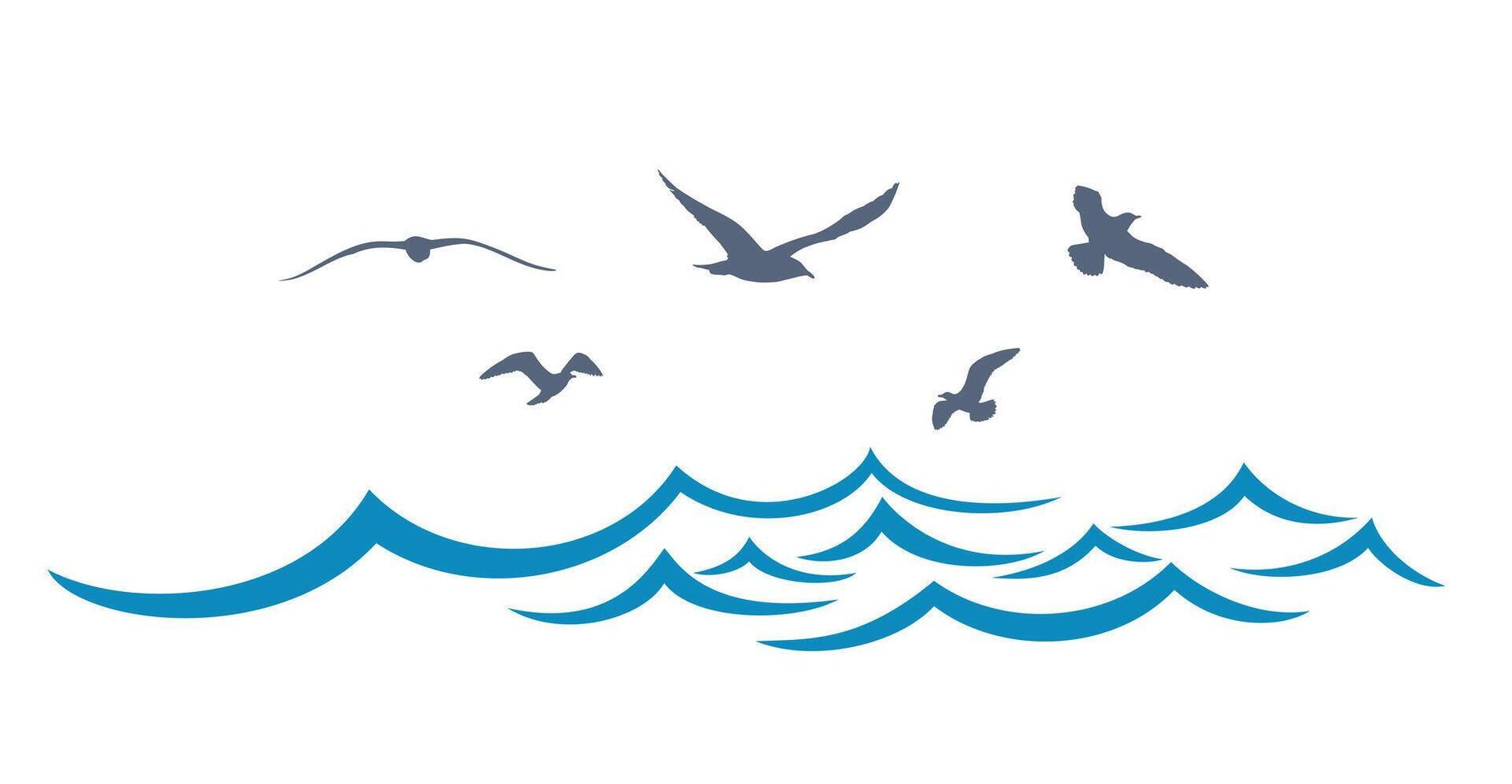 Sea landscape with seagulls. vector