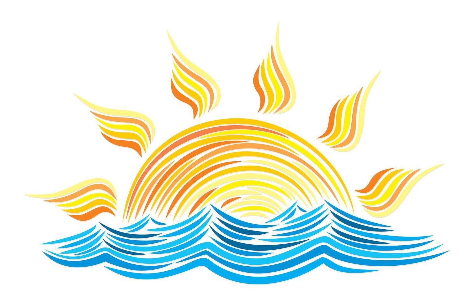 sun Dawn in the sea. vector