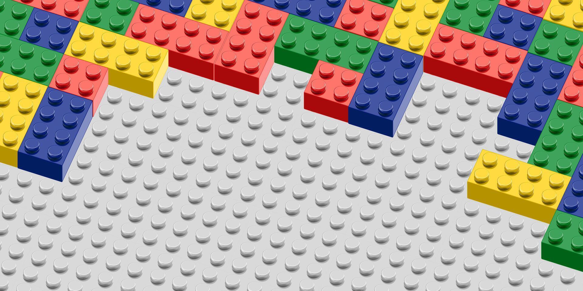 a colorful set of toy brick blocks on a gray background vector