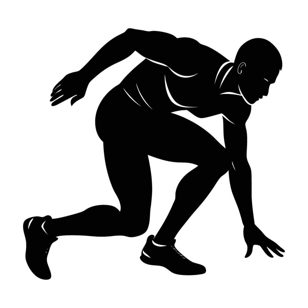 Athlete Preparing for Sprint vector