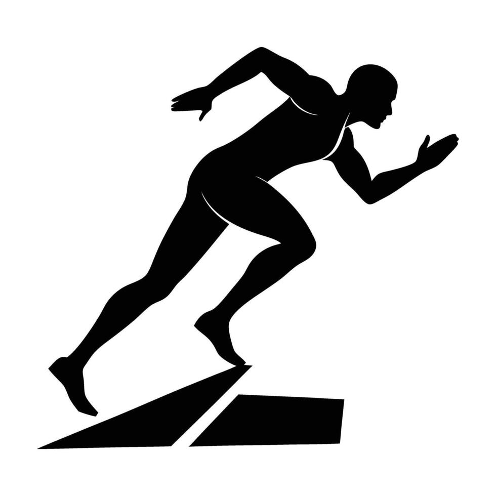 Sprinter launching off start line displaying energetic silhouette movement detail vector