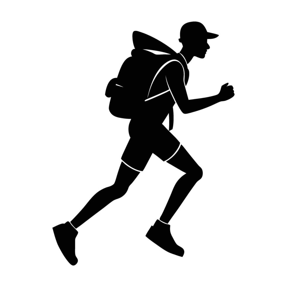 Trail Runner with Backpack Silhouette vector