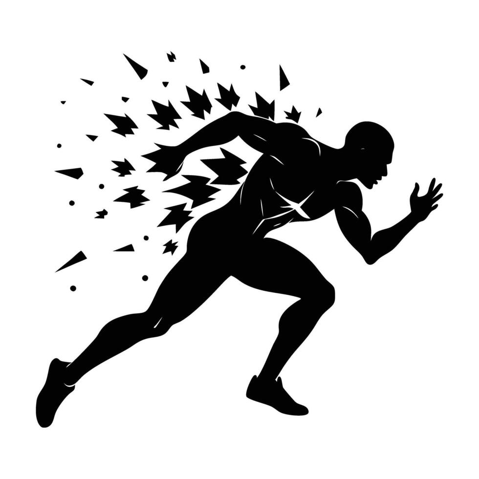 Sprinter in explosive motion shown with clear silhouette design detail vector