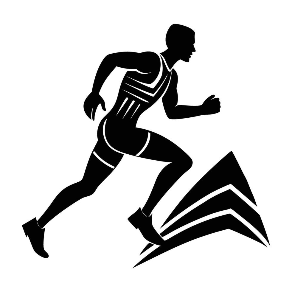 Mountain Trail Running Silhouette vector