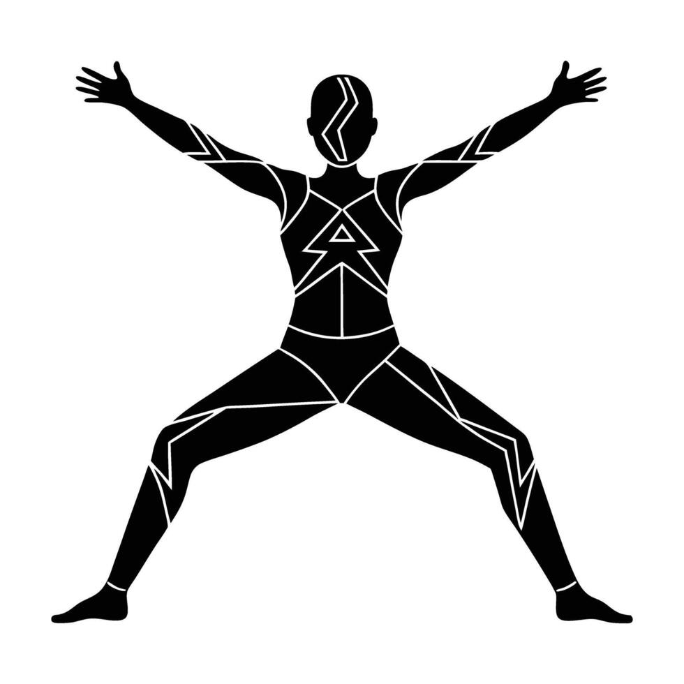 Person in energized power yoga stance showing inner strength today vector