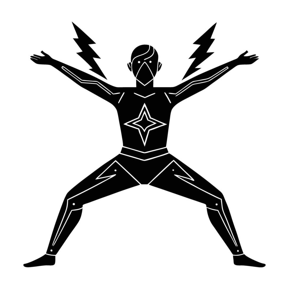 Person in energized power yoga stance demonstrating inner calm today vector
