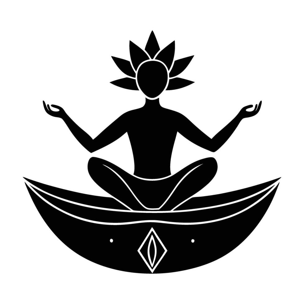 Person in half boat pose silhouette demonstrating balance and calm vector