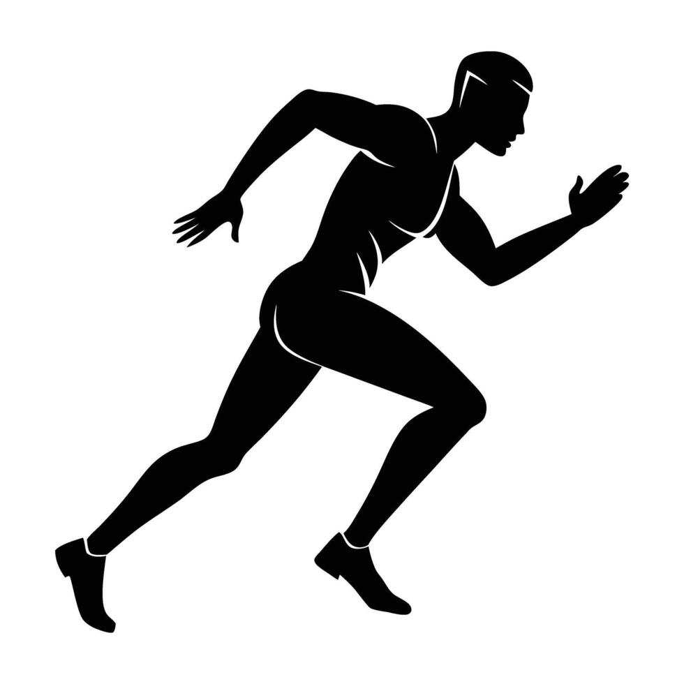 Long distance runner mid stride in clear line art style vector