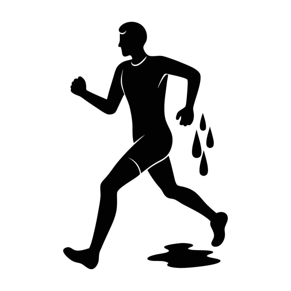 Jogger cooling down post run in clean line art style vector