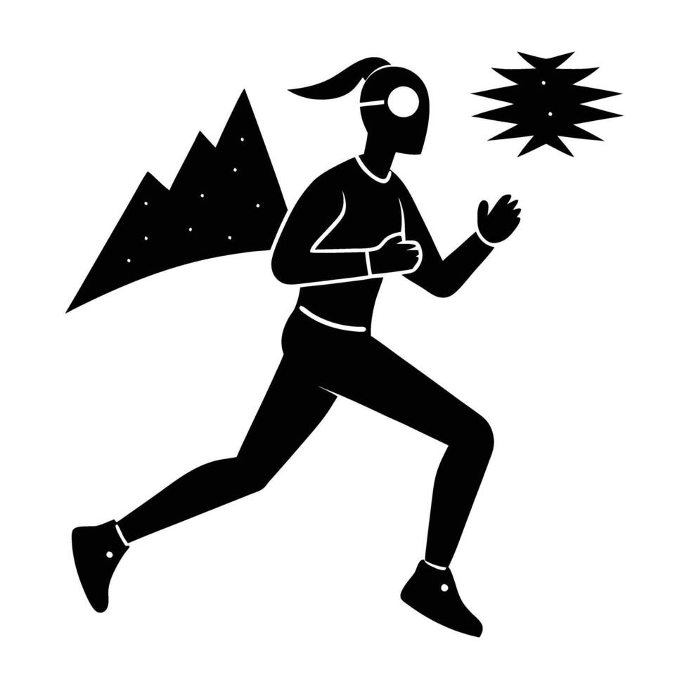 Night runner silhouette with headlamp for clear vision at night vector