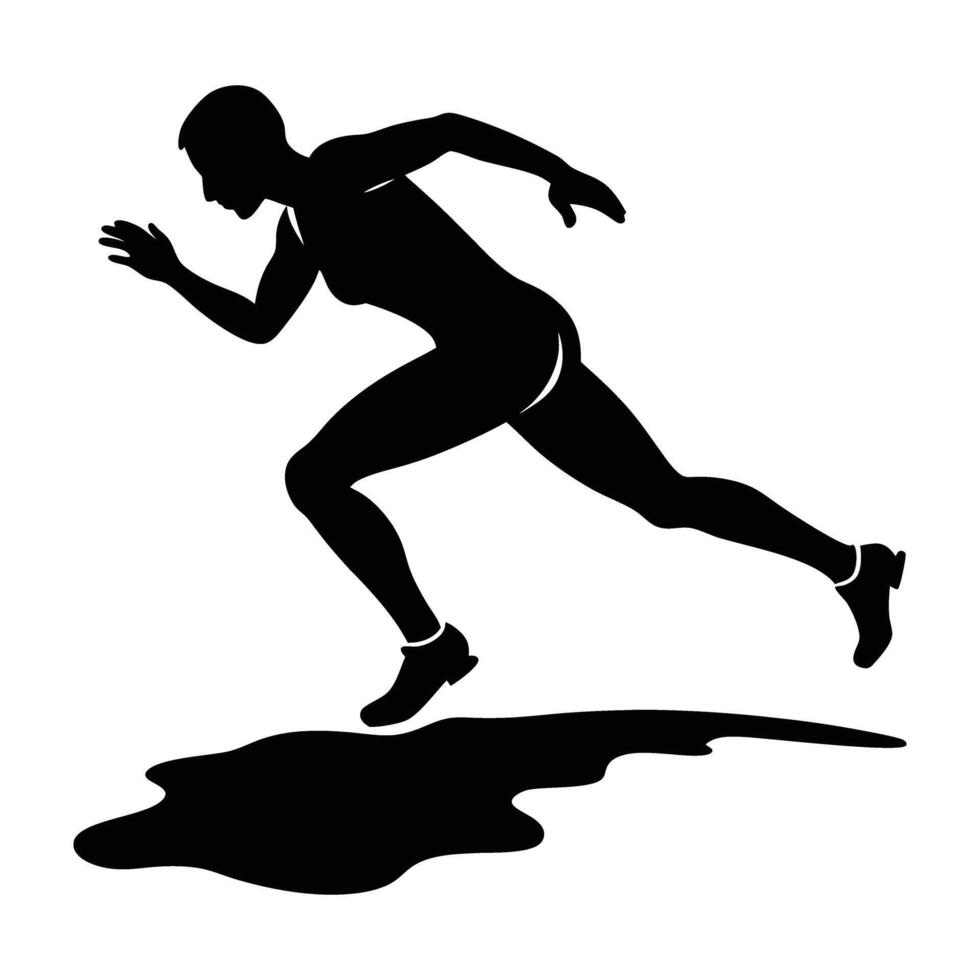 Runner jumping over puddle with energetic line art design now vector