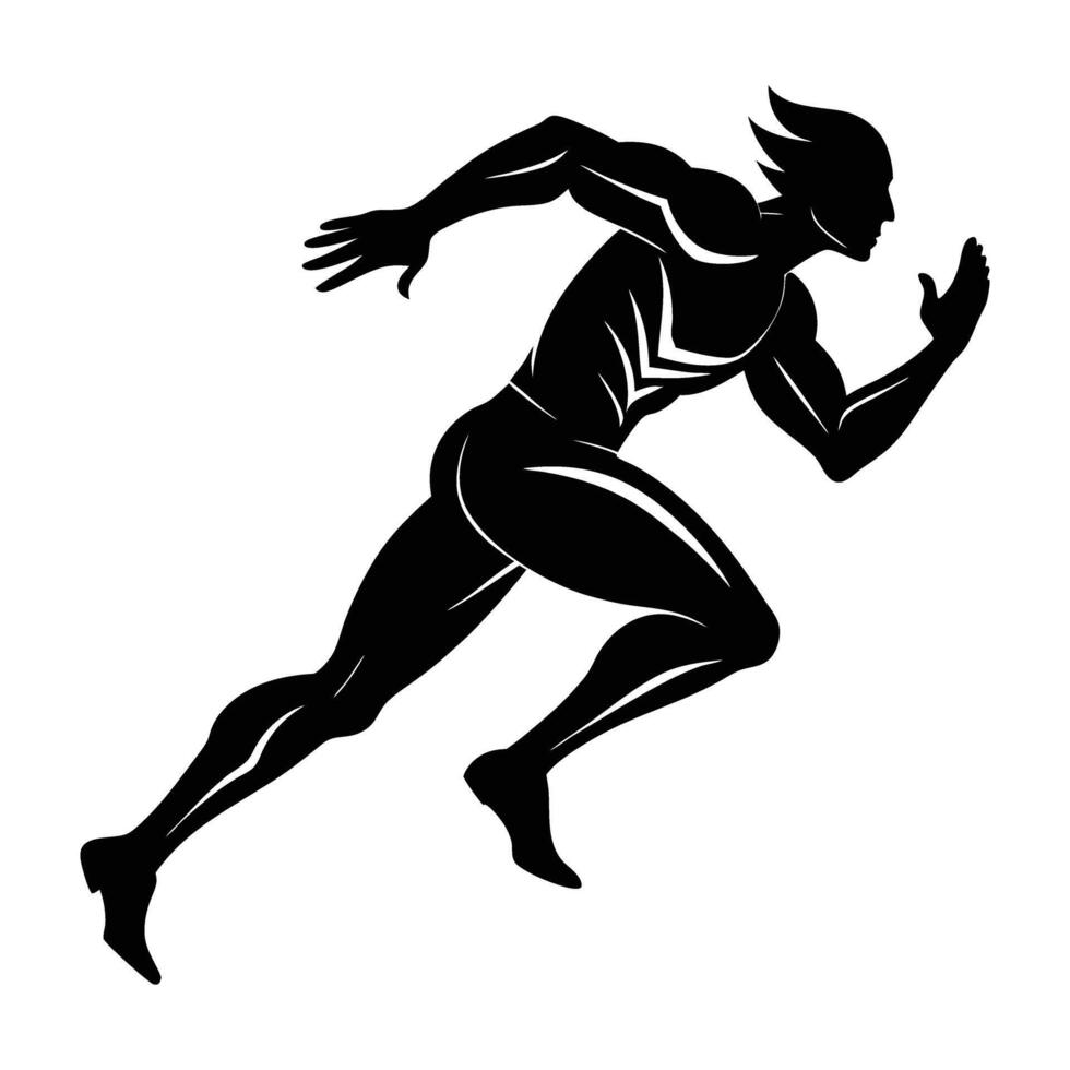 Sprinter sprinting with strong motion captured in bold silhouette detail vector