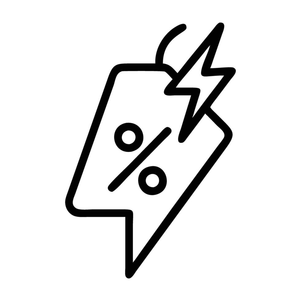 Flash sale lightning bolt icon in bold line art style impact vector