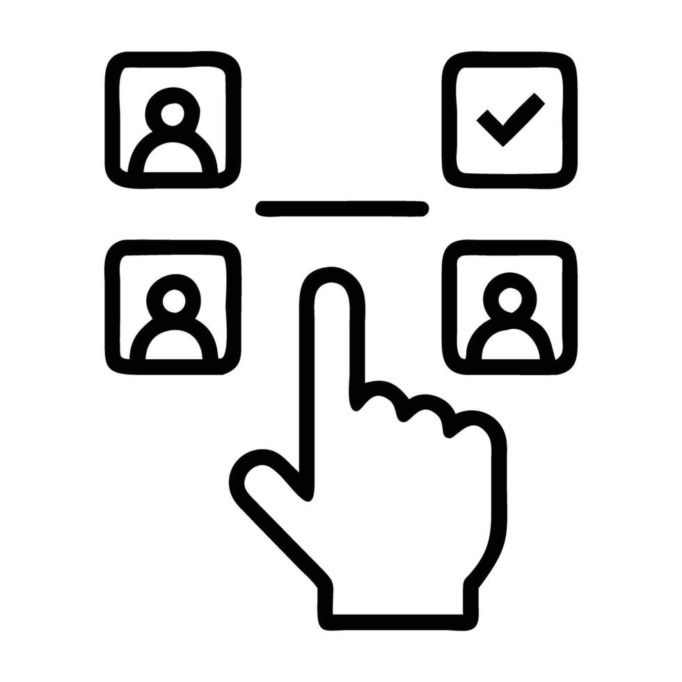 Interactive social media poll icon in simple line art design vector