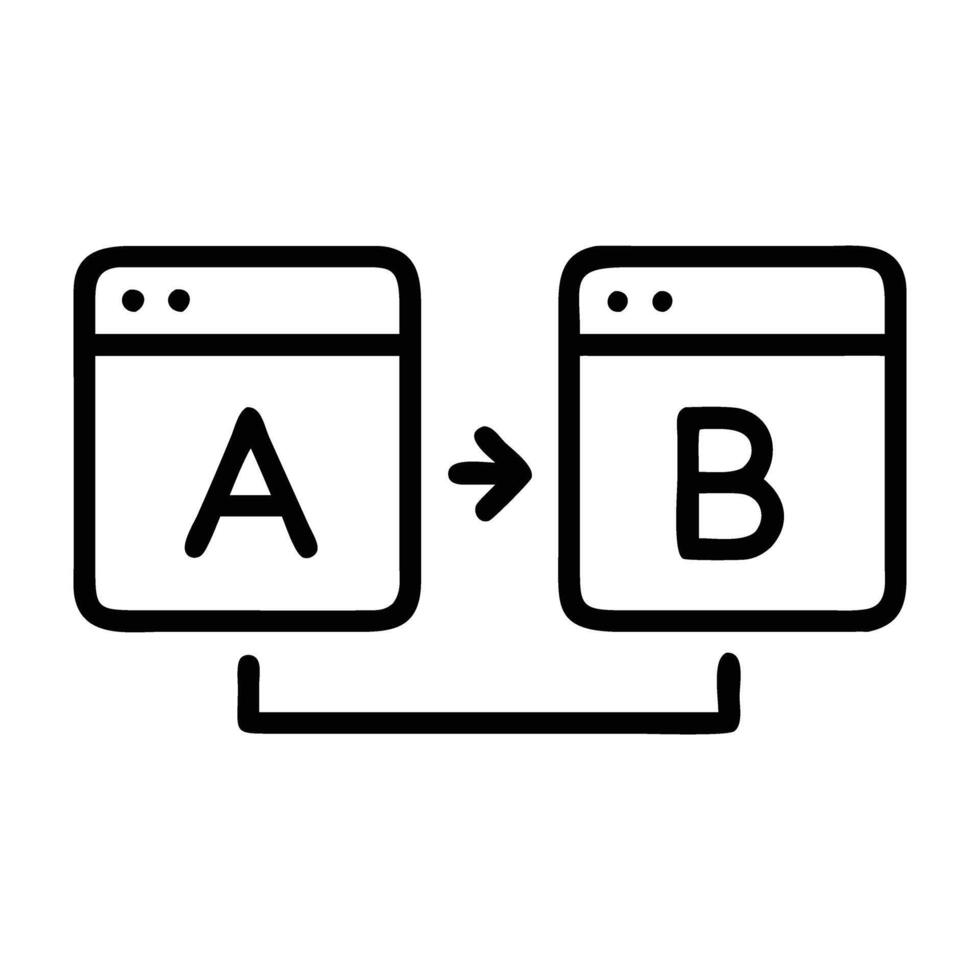 AB testing split screen analytics icon vector