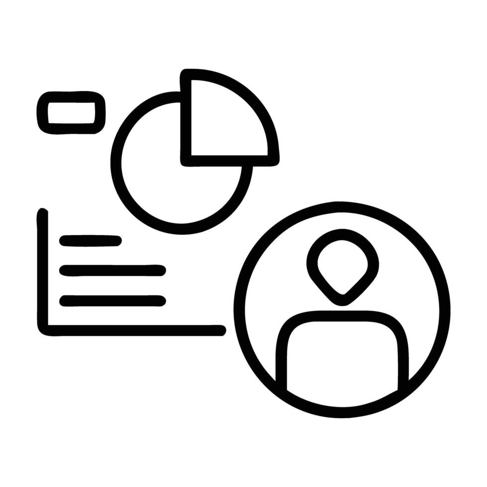 Data marketing campaign with pie chart line art white background vector