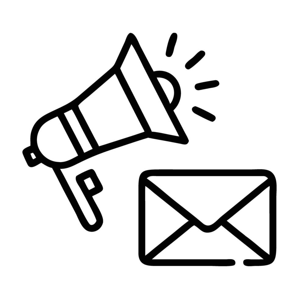 Digital PR strategy with mic icon line art white background vector