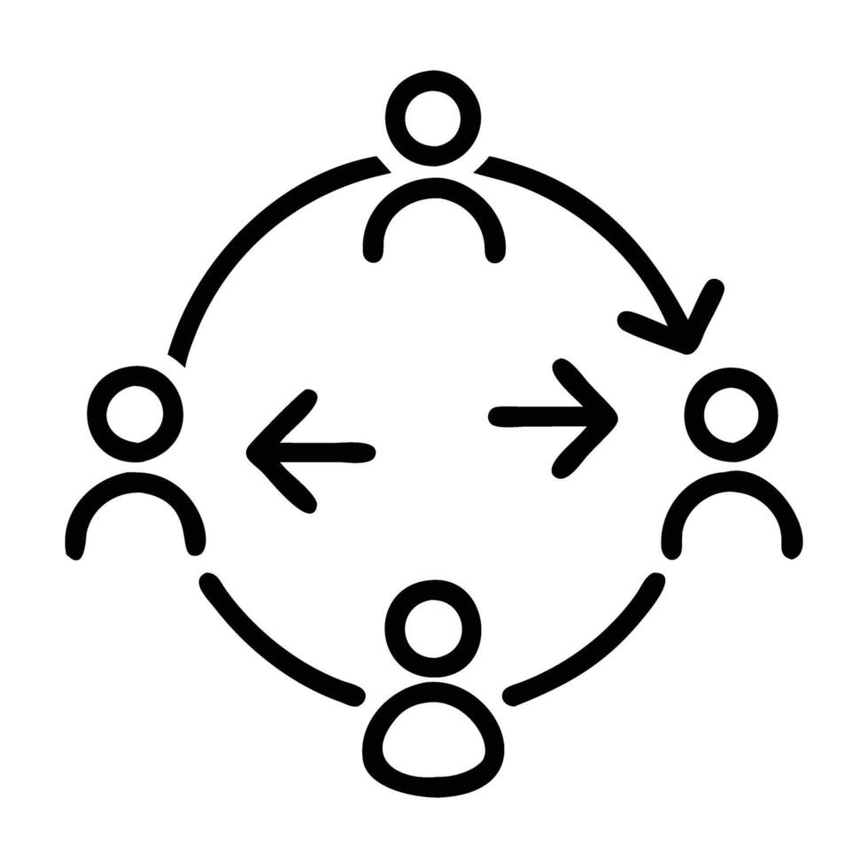 Digital remarketing strategy with circular arrows line art white background vector