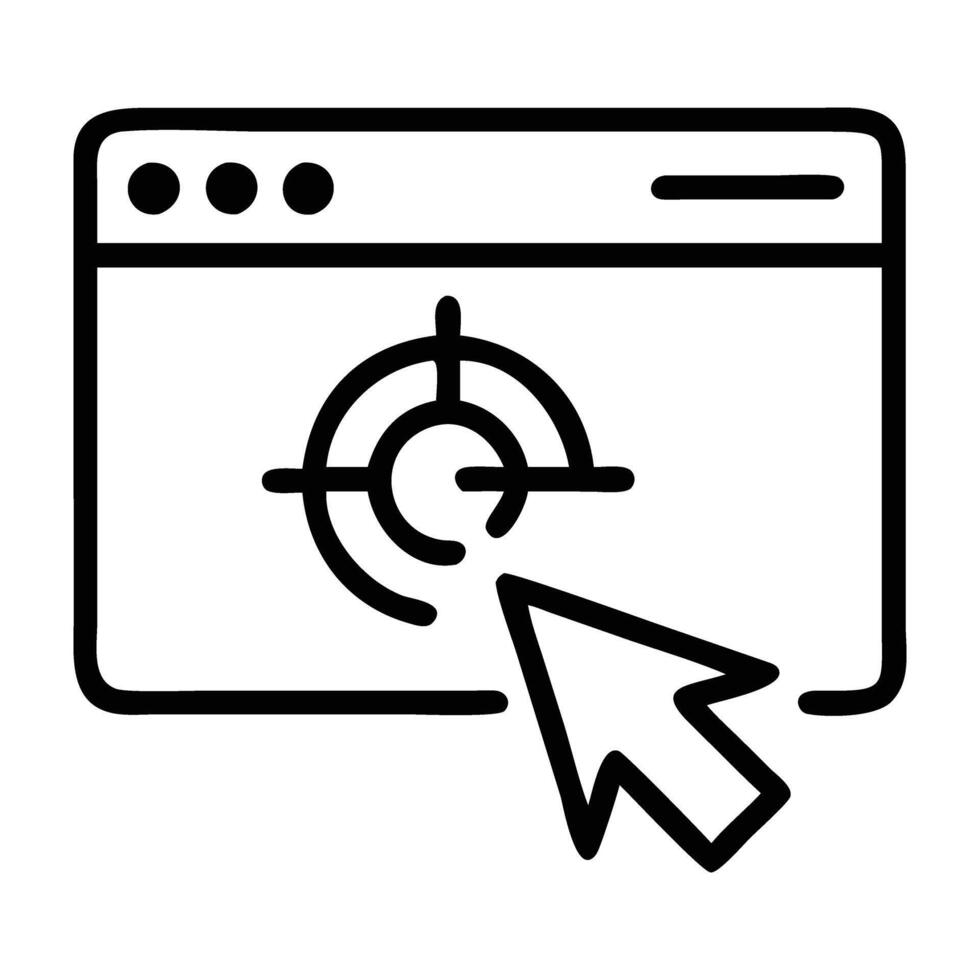Contextual ad targeting with webpage cursor line art white background vector