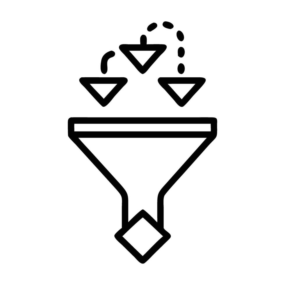 Drip marketing with funnel and icon line art white background vector
