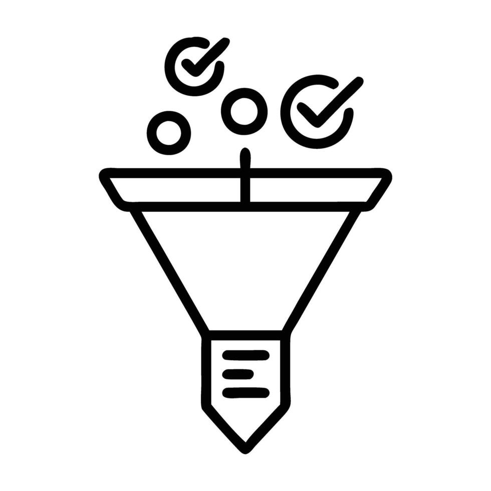 E commerce funnel with checkout process line art white background vector
