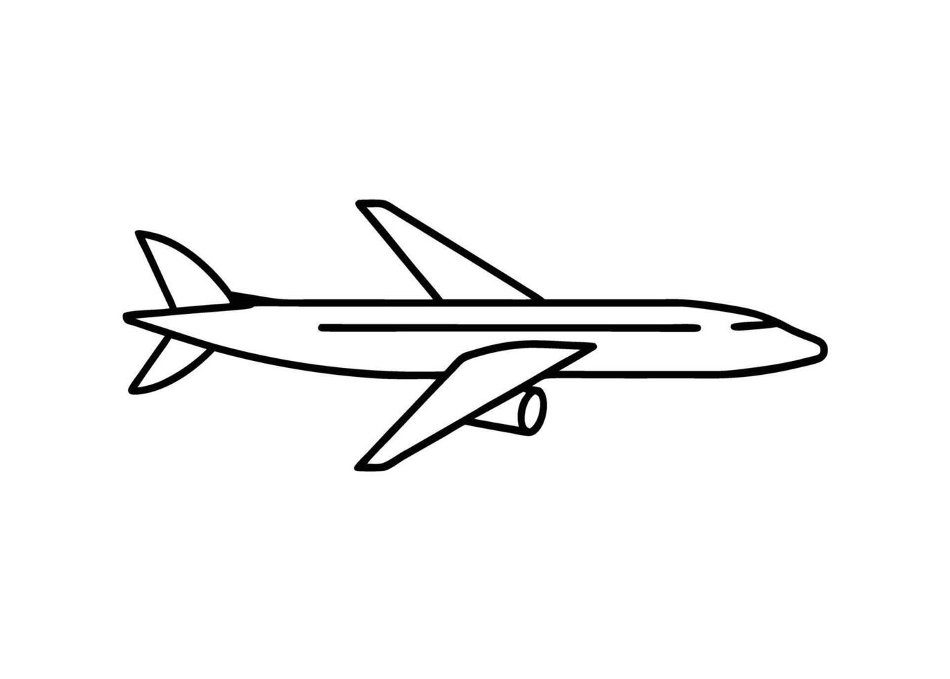 Elegant minimalist design of airliner silhouette line art white vector